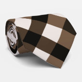 Diagonaal Gingham in Donkerbruin, Koffie, Crème Stropdas (Opgerold)