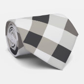 Diagonaal Gingham in houtskool, lichtgrijs, wit Stropdas (Opgerold)