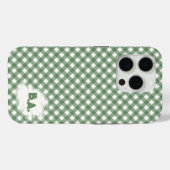 Diagonaal Gingham Patroon in Groen met Initialen Case-Mate iPhone Case (Achterkant (horizontaal))