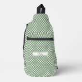 Diagonaal Gingham Patroon in Groen met Naam Sling Bag (Voorkant)