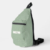 Diagonaal Gingham Patroon in Groen met Naam Sling Bag (Rechterhoek)