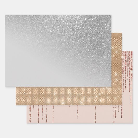 Diagonaal Glitter Gradiënt Ombre Inpakpapier Vel (Set)