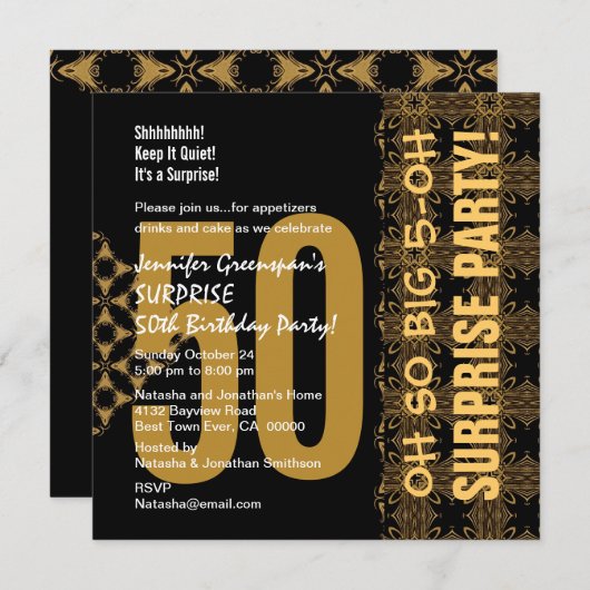 Diagonaal goud en zwart V02 voor 50e onderneming Kaart (Voorkant / Achterkant)