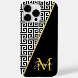 Diagonaal gouden folie Griekse sleutel met zwarte  Case-Mate iPhone 14 Pro Max Hoesje