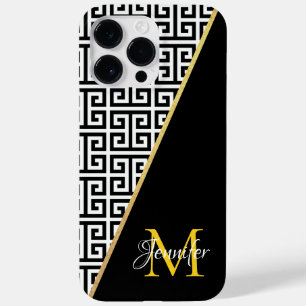 Diagonaal gouden folie Griekse sleutel met zwarte Case-Mate iPhone 14 Pro Max Hoesje