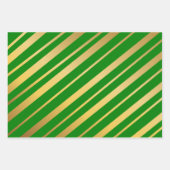 Diagonaal Gouden Strepen Rood Blauw Groen Patroon Inpakpapier Vel (Voorkant 2)