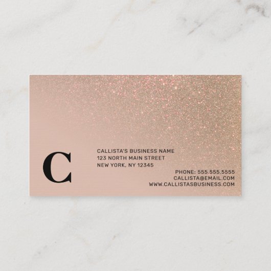 Diagonaal grafisch goudvormig glitter gradiënt omb klantenkaartje (Achterkant)