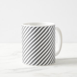 Diagonaal grijs en wit strepenpatroon koffiemok