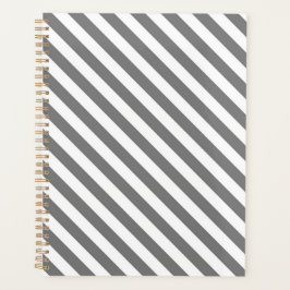 Diagonaal grijs en wit strepenpatroon planner