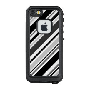 Diagonaal grijs, zwart, witte strepen LifeProof FRÄ’ iPhone SE/5/5s hoesje