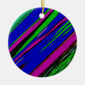 Diagonaal groen blauw Paars en zwart Abstract kuns Keramisch Ornament (Voorkant)