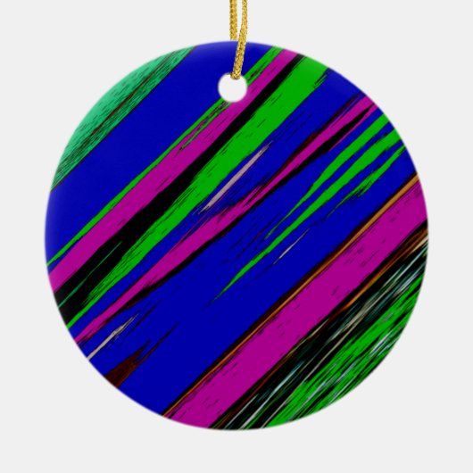 Diagonaal groen blauw Paars en zwart Abstract kuns Keramisch Ornament (Voorkant)