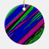 Diagonaal groen blauw Paars en zwart Abstract kuns Keramisch Ornament (Achterkant)