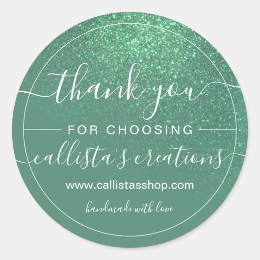 Diagonaal groen glittergradiënt zeemeermin Dank u Ronde Sticker (Voorkant)
