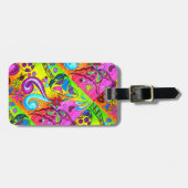 diagonaal groovy psychedelic hippie bagagelabel (Voorkant horizontaal)