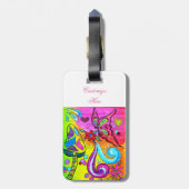 diagonaal groovy psychedelic hippie bagagelabel (Achterkant verticaal)