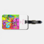diagonaal groovy psychedelic hippie bagagelabel (Achterkant horizontaal)