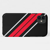 Diagonaal Helder Rood Wit Racing Stripes op Zwart Case-Mate iPhone Case (Achterkant (horizontaal))