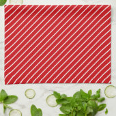 Diagonaal instripes - diep rood en wit theedoek (Gevouwen)