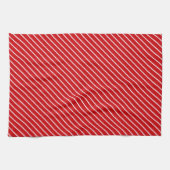 Diagonaal instripes - diep rood en wit theedoek (Horizontaal)