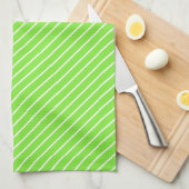Diagonaal-instripes - kalkgroen en wit theedoek (Quarter Fold)