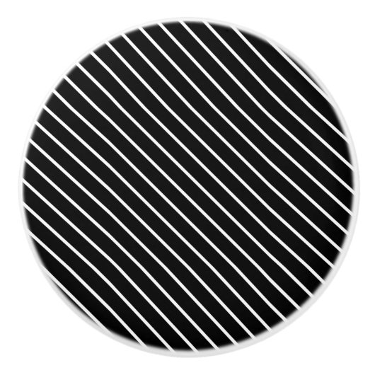 Diagonaal instripes - zwart-wit keramische knop (Voorkant)