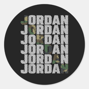 Diagonaal Jordan Camo Patroon Groen Camouflage Ronde Sticker