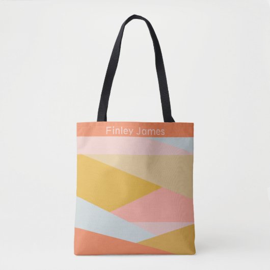 Diagonaal kleurenblok aardepastels, speciaal geper tote bag (Voorkant)
