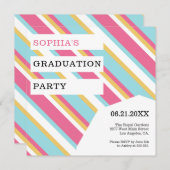 Diagonaal Kleurrijk Strepen Afstuderen Kaart (Voorkant / Achterkant)