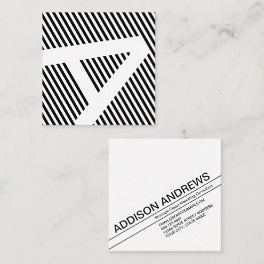 diagonaal knippert zwart en wit vierkante visitekaartje (Voorkant / Achterkant)