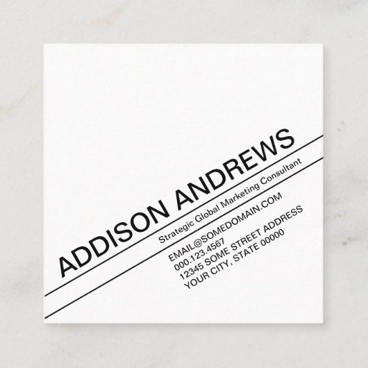 diagonaal knippert zwart en wit vierkante visitekaartje (Achterkant)