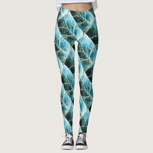 diagonaal koperbladeren verdigris leggings (Voorkant)