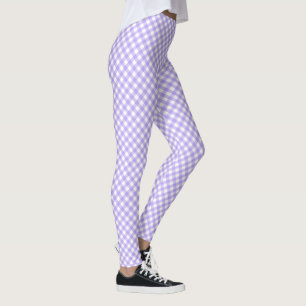 Diagonaal Lavendel en wit dambord Leggings
