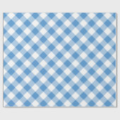 Diagonaal Licht Blauw en Wit Buffel Plaid Cadeaupapier (Vlak)