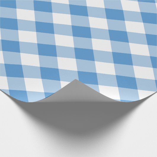 Diagonaal Licht Blauw en Wit Buffel Plaid Cadeaupapier (Hoek)