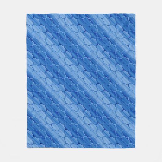 Diagonaal licht en donkerblauw ogeenpatroon fleece deken (Voorkant)