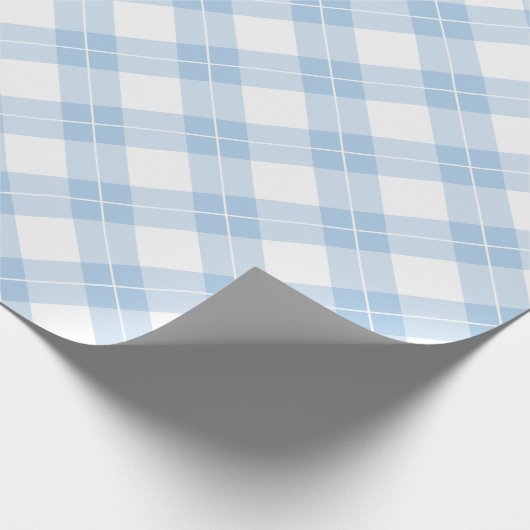 Diagonaal Lichtblauw en Wit geruite Patroon Cadeaupapier (Hoek)