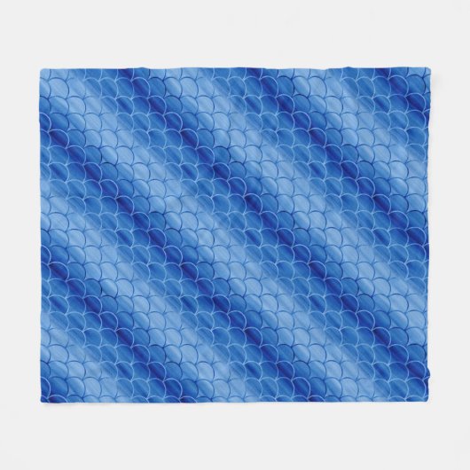 Diagonaal lichte en donkerblauwe ventilatorvormen fleece deken (Voorkant (Horizontaal))