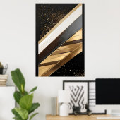 Diagonaal Lijnen van Goud Poster (Thuiskantoor)