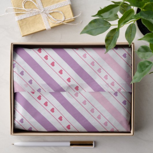 Diagonaal lijnenpatroon met Hearts Tissue Paper Tissuepapier (Geschenk)