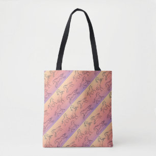 Diagonaal lijnkunst Paard Patroon Galopperende Paa Tote Bag