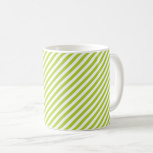 Diagonaal limoengroen en witte strepenpatroon koffiemok