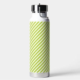 Diagonaal limoengroen en witte strepenpatroon waterfles