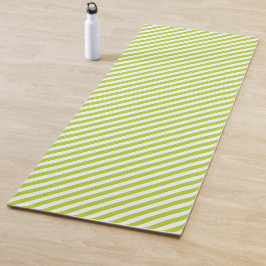 Diagonaal limoengroen en witte strepenpatroon yogamat