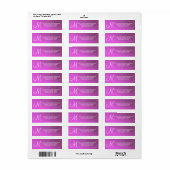 Diagonaal Magenta Paars Glitter Gradient Ombre Etiket (Full Sheet)
