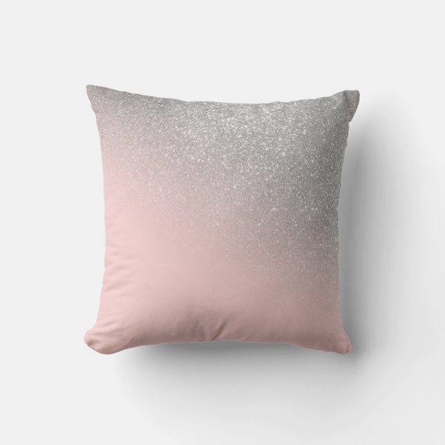 Diagonaal meisje Silver Blush roze ombre gradiënt Buitenkussen (Voorkant)