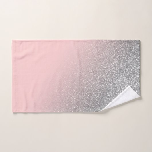 Diagonaal meisje Silver Blush roze ombre gradiënt Handdoek (Handdoek)
