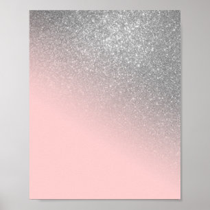 Diagonaal meisje Silver Blush roze ombre gradiënt Poster