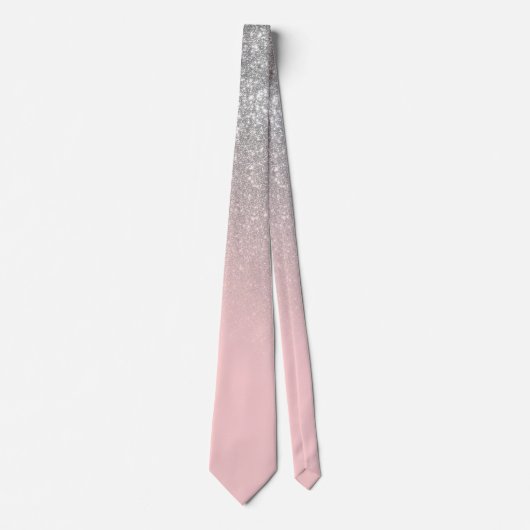 Diagonaal meisje Silver Blush roze ombre gradiënt Stropdas (Voorkant)
