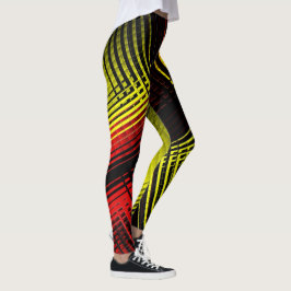 Diagonaal met rode, gele en zwarte strepen Legging